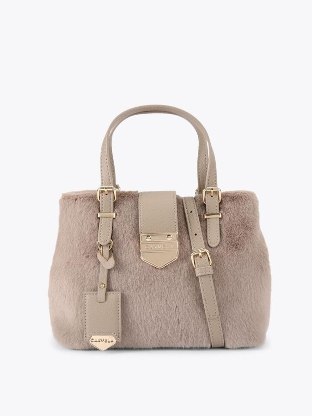 Kurt Geiger Faux-Fur Handbag with Gold Hardware